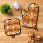 ゴールデンオータムカボチャと落下離れする 鍋つかみ&鍋敷きセット (トップダウン)