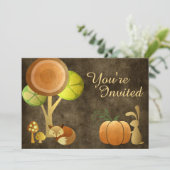 ゴールデンオータムキツネとバニーベビーシャワー招待状 招待状 (スタンド正面)