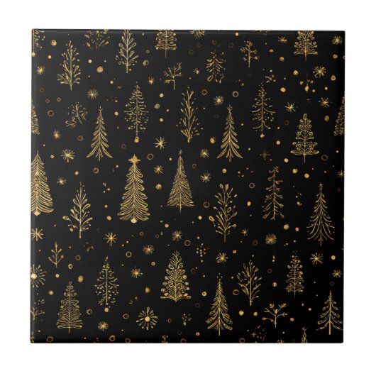 ゴールデンオータムクリスマスボタニカルパターン (2) タイル (正面)