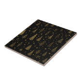 ゴールデンオータムクリスマスボタニカルパターン (2) タイル (側面)