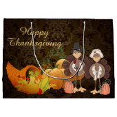 ゴールデンオータムハーベストダマスクハッピーサンクスギビング ラージペーパーバッグ (裏面)