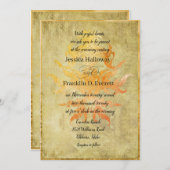 ゴールデンオータムパイナップルダマスクとヴィンテージリネン 招待状 (正面/裏面)