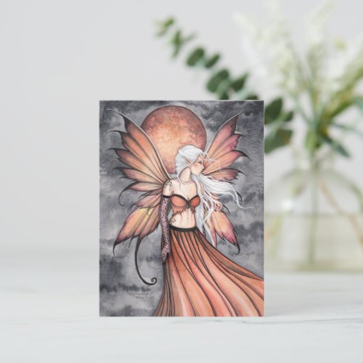 ゴールデンオータムフェアリーファンタジーアートハガキ ポストカード (スタンド正面)