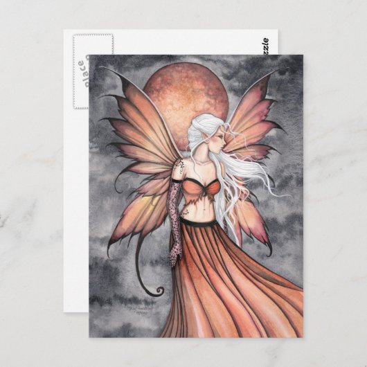 ゴールデンオータムフェアリーファンタジーアートハガキ ポストカード (正面/裏面)