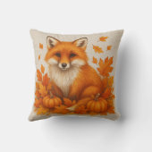 ゴールデンオータムフォレストキツネイラストレーション&パンプキン クッション (裏面)