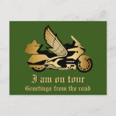 ゴールデンオートバイ金ゴールド金箔付き挨拶 ポストカード (正面)