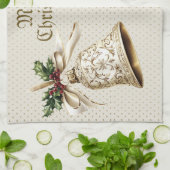 ゴールデンオーナメントクリスマスホリデーパエレガントーティ キッチンタオル (折り畳み)