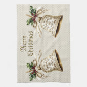 ゴールデンオーナメントクリスマスホリデーパエレガントーティ キッチンタオル (縦)