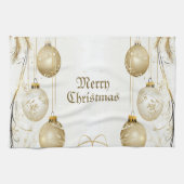 ゴールデンオーナメントクリスマスホリデーパエレガントーティ キッチンタオル (横)