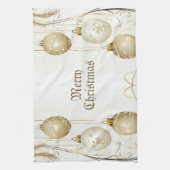 ゴールデンオーナメントクリスマスホリデーパエレガントーティ キッチンタオル (縦)