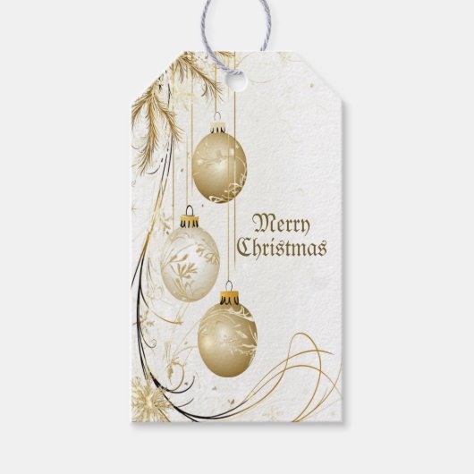 ゴールデンオーナメントクリスマスホリデーパエレガントーティ ギフトタグ (正面)