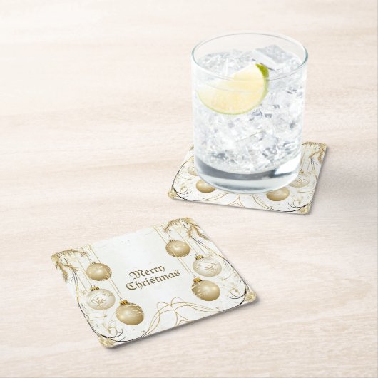 ゴールデンオーナメントクリスマスホリデーパエレガントーティ スクエアペーパーコースター (インサイチュ)