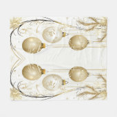 ゴールデンオーナメントクリスマスホリデーパエレガントーティ フリースブランケット (正面(横))