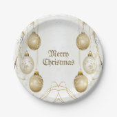 ゴールデンオーナメントクリスマスホリデーパエレガントーティ ペーパープレート (正面)