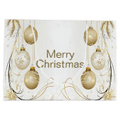 ゴールデンオーナメントクリスマスホリデーパエレガントーティ ラージペーパーバッグ (裏面)