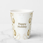 ゴールデンオーナメントクリスマスホリデーパエレガントーティ 紙コップ (裏面)