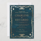 ゴールデンオーナメントシナファンタジー結婚アイビー 招待状 (正面)