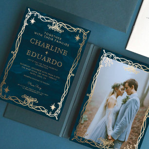 ゴールデンオーナメントシナファンタジー結婚アイビー 招待状