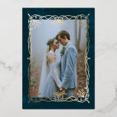 ゴールデンオーナメントシナファンタジー結婚アイビー 箔招待状 (裏面)