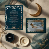 ゴールデンオーナメントシナファンタジー結婚アイビー 箔招待状