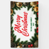 ゴールデンオーナメントパインブランチエレガントクリスマス 横断幕 (縦)