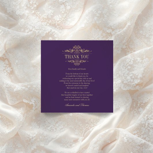 ゴールデンオーナメントパープルモダンシック サンキューカード