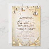 ゴールデンオーナメント企業のクリスマスホリデーパーティー 招待状 (正面)