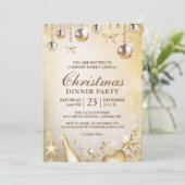 ゴールデンオーナメント企業のクリスマスホリデーパーティー 招待状 (スタンド正面)