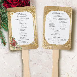 ゴールデンオープレンスクリスマスフローラ結婚式 プログラム ハンドファン