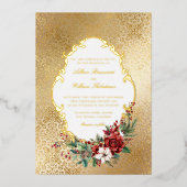 ゴールデンオープレンスクリスマス結婚フローラ 箔招待状 (正面)
