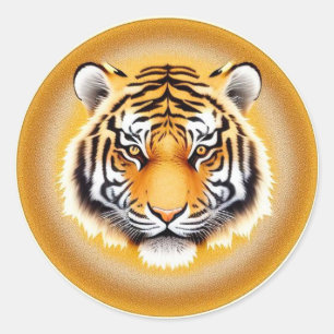 🐅 ゴールデンオーラトラの頭部ラップトップ ラウンドシール