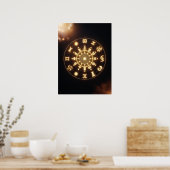 ゴールデンオーラ〔占星術の〕十二宮図マンダラ – スピリチュアルアート ポスター (キッチン)