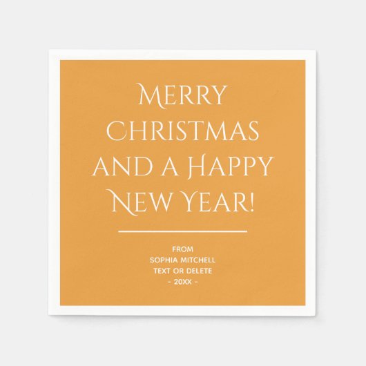 ゴールデンオ伝統的レンジメリークリスマスナプキンス スタンダードカクテルナプキン (正面)