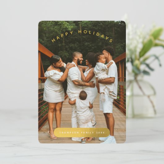 ゴールデンカスタムフォトファミリークリスマスカード (スタンド正面)