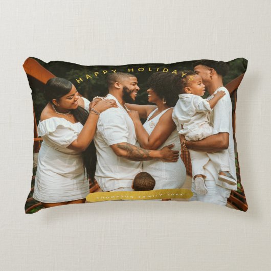 ゴールデンカスタムフォトファミリークリスマス アクセントクッション (正面)
