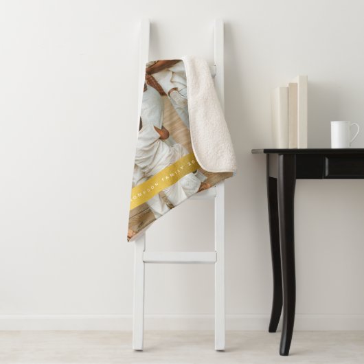 ゴールデンカスタムフォトファミリークリスマス シェルパブランケット (インサイチュ)