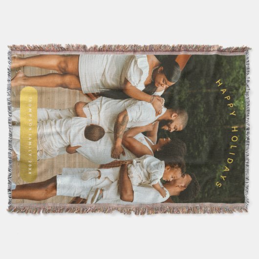 ゴールデンカスタムフォトファミリークリスマス スローブランケット (正面)