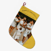 ゴールデンカスタムフォトファミリークリスマス ラージクリスマスストッキング (正面 (吊り時))