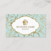 ゴールデンカップケーキベーカリーミント&金ゴールドマーブル 名刺 (正面)