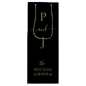 ゴールデンカップルのイニシャルモノグラエレガントム ワインギフトバッグ (正面)