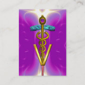 ゴールデンカドゥセウス獣医のシンボル/ホワイト明るい赤紫色 名刺 (裏面)