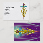 ゴールデンカドゥセウス獣医シンボルパープルパール 名刺 (正面/裏面)