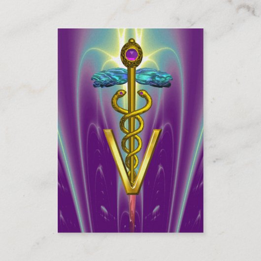 ゴールデンカドゥセウス獣医シンボルパープルパール 名刺 (裏面)