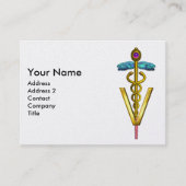 ゴールデンカドゥセウス獣医シンボルパープルホワイト 名刺 (正面)