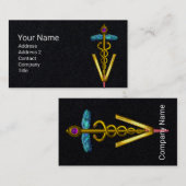 ゴールデンカドゥセウス獣医シンボルブラック紙 名刺 (正面/裏面)