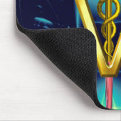 ゴールデンカドゥセウス獣医シンボル/アクアブルーティール（緑がかった色） マウスパッド (コーナー)