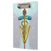 ゴールデンカドゥセウス獣医シンボル/ティール(緑がかった色)ブルーホワイト クリップボード (左)