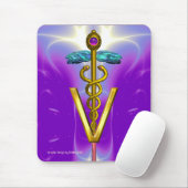 ゴールデンカドゥセウス獣医シンボル/バイオレットパープル マウスパッド (マウス)