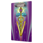 ゴールデンカドゥセウス獣医シンボル/パープルグリーン クリップボード (左)