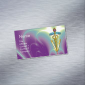 ゴールデンカドゥセウス獣医シンボル/パープルグリーン マグネット名刺 (インサイチュ)